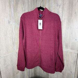 Izod Velvet Maroon Zip-Up Sweater Jacket